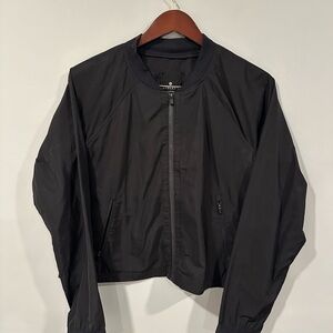 Athleta Black Perforated Bomber Jacket